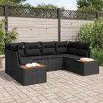 Garden Sofa Set 6 pcs 6-Seater Black Poly Rattan