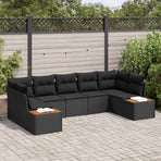 Garden Sofa Set 7 pcs 7-Seater Black Poly Rattan