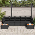 Garden Sofa Set 7 pcs 7-Seater Black Poly Rattan