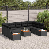 Garden Sofa Set with Cushion 5 pcs Black Poly Rattan - Side View