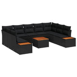 Garden Sofa Set with Cushion 5 pcs Black Poly Rattan - Front View