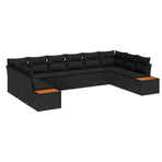 Garden Sofa Set 10 pcs 10-Seater Black [Synthetic]: Poly Rattan