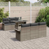 Garden Sofa Set with Cushion 7 pcs Grey Poly rattan - Side View