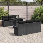 Garden Sofa Set 7 pcs Black [Synthetic]: Poly Rattan
