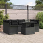 Garden Sofa Set 7 pcs Black [Synthetic]: Poly Rattan