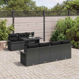 Garden Sofa Set with Cushion 8 pcs Black Poly rattan - Side View