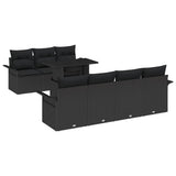 Garden Sofa Set with Cushion 8 pcs Black Poly Rattan