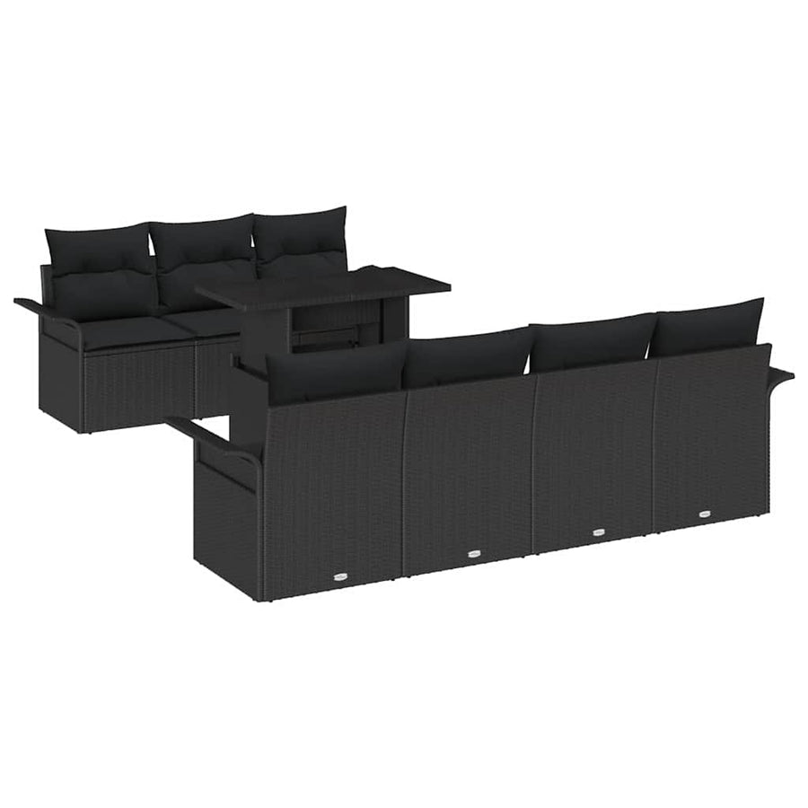 Garden Sofa Set 8 pcs Black [Synthetic]: Poly Rattan
