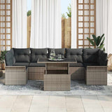 Garden Sofa Set with Cushion 8 pcs Grey Poly rattan - Side View