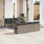 Garden Sofa Set 9 pcs Grey [Synthetic]: Poly Rattan