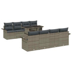 Garden Sofa Set 9 pcs Grey [Synthetic]: Poly Rattan