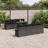 Garden Sofa Set with Cushion 9 pcs Black Poly Rattan