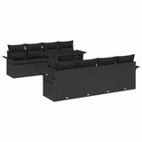 Garden Sofa Set with Cushion 9 pcs Black Poly Rattan
