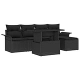 Garden Sofa Set with Cushion 6 pcs Black Poly rattan