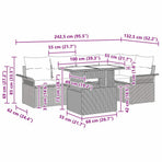 Garden Sofa Set 6 pcs Grey [Synthetic]: Poly Rattan