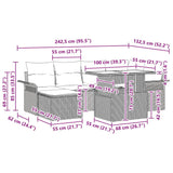 Garden Sofa Set with Cushion 7 pcs Black Poly rattan - Extra Image