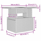 Garden Sofa Set 9 pcs Grey Poly Rattan and Powder-Coated Steel - Extra Image