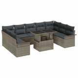 Garden Sofa Set with Cushion Manual 10 pcs Grey Poly Rattan