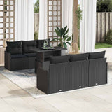 Garden Sofa Set with Cushion 7 pcs Black Poly Rattan