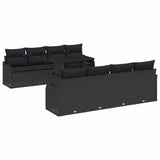 Garden Sofa Set Manual 9 pcs Black 100 x 55 x 73 cm Poly rattan - Front View