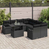 Garden Sofa Set with Cushion Manual 9 pcs Black Poly Rattan