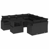 Garden Sofa Set Manual 9 pcs Black 100 x 55 x 73 cm Poly rattan - Front View