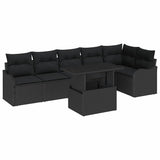 Garden Sofa Set Manual 7 pcs Black 100 x 55 x 73 cm Poly rattan - Front View