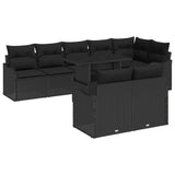 Garden Sofa Set with Cushion Manual 9 pcs Black Poly Rattan