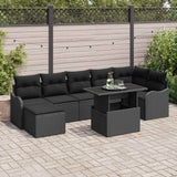 Garden Sofa Set with Cushion 8 pcs Black Poly rattan