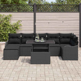 Garden Sofa Set with Cushion 8 pcs Black Poly rattan