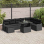 Garden Sofa Set 9 pcs Black [Synthetic]: Poly Rattan