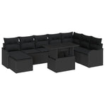 Garden Sofa Set 9 pcs Black [Synthetic]: Poly Rattan