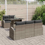 Garden Sofa Set Manual 6 pcs Grey 100 x 55 x 73 cm Poly rattan - Side View