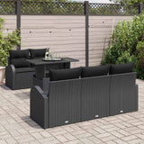 Garden Sofa Set with Cushion Manual 6 pcs Black Poly Rattan
