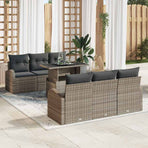 Garden Sofa Set 7 pcs Grey [Synthetic]: Poly Rattan