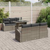 Garden Sofa Set with Cushion Manual 7 pcs Grey Poly Rattan