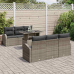 Garden Sofa Set 7 pcs Grey [Synthetic]: Poly Rattan