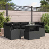 Garden Sofa Set with Cushion Manual 7 pcs Black Poly Rattan