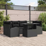 Garden Sofa Set 7 pcs Black [Synthetic]: Poly Rattan