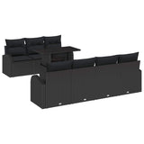 Garden Sofa Set Manual 8 pcs Black 100 x 55 x 73 cm Poly rattan - Front View