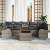 Garden Sofa Set Manual 8 pcs Grey 100 x 55 x 73 cm Poly rattan - Side View