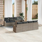 Garden Sofa Set 9 pcs Grey Poly Rattan
