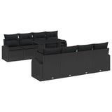 Garden Sofa Set with Cushion Manual 9 pcs Black Poly Rattan