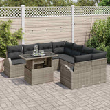 Garden Sofa Set Manual 9 pcs Grey 100 x 55 x 73 cm Poly rattan - Side View