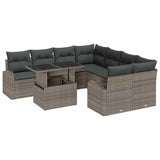 Garden Sofa Set Manual 9 pcs Grey 100 x 55 x 73 cm Poly rattan - Front View