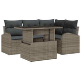 Garden Sofa Set with Cushion with Pillow 5 pcs Grey Poly rattan