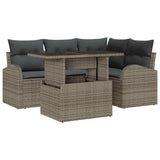Garden Sofa Set Manual 5 pcs Grey 100 x 55 x 73 cm Poly rattan - Front View