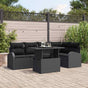 Garden Sofa Set 6 pcs 5-Seater Black Poly rattan