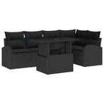 Garden Sofa Set 6 pcs 5-Seater Black Poly rattan