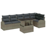 Garden Sofa Set with Cushion with Pillow 7 pcs Grey Poly rattan